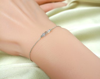 Persönliches Wachstum & neue Anfänge - Sterling Silber Armband mit Aquamarin, Labradorit und Mondstein