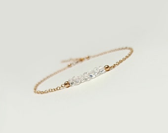 Herkimer Diamond Dainty Bracelet | 14K Gold Filled | Aries Zodiac Bracelet | April Birthstone Jewelry