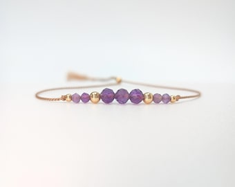 Amethyst Bracelet - Dainty Crystal Bracelet for Women - February Birthstone Jewelry - Gifts for Her