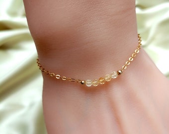 Citrine Dainty Bracelet | 14K Gold Filled | Wealth and Success Talisman