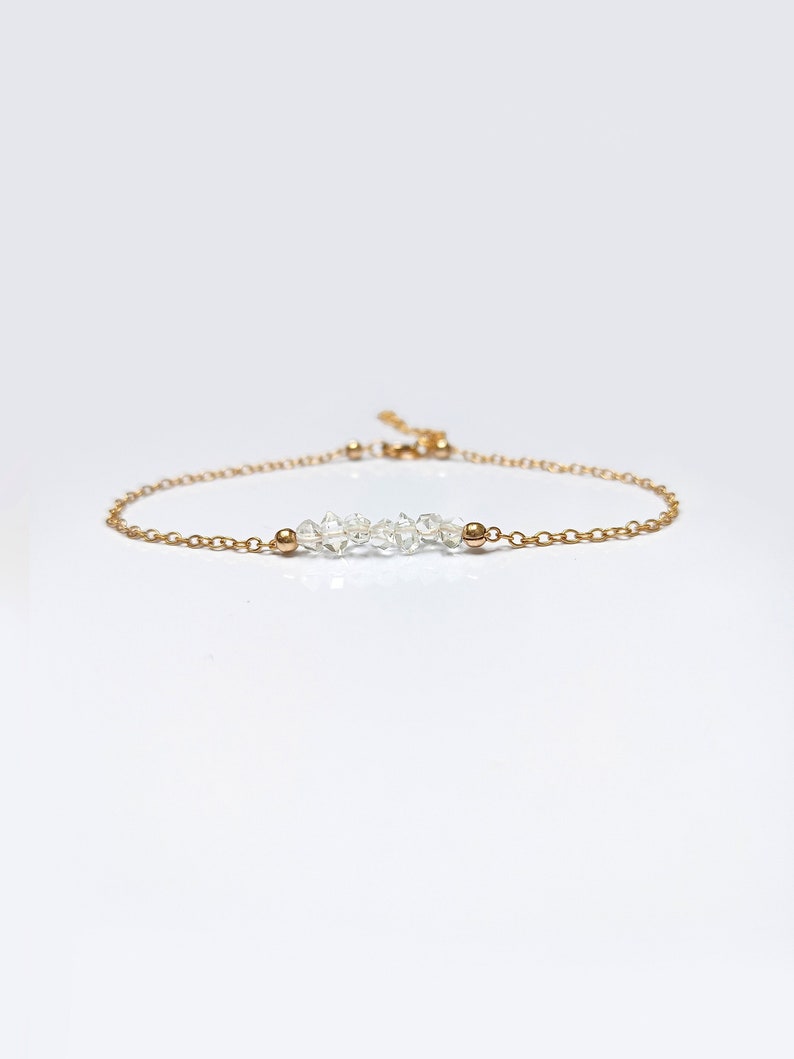 Herkimer Diamond Dainty Bracelet 14K Gold Filled Aries Zodiac Bracelet ...