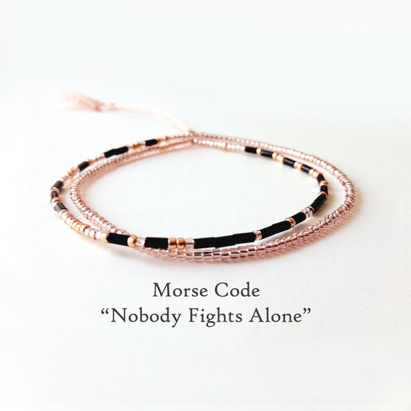 Nobody Fights Alone Morse Code Bracelet – Inspiring Jewelry for Women, Cancer Support, and Get Well Wishes