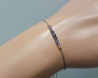 Iolith Wunscharmband, Wunsch Armband mit 14K gold filled Perlen, Halschakra, Motivation Armband, Aura Reinigung