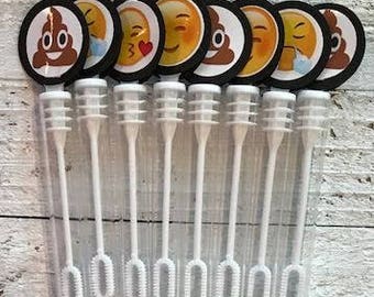 Emoji birthday party set of 15 bubble wands Emoji party favors emoji decoration emoji decoration emoji cake pop emoji cookie cupcake topper