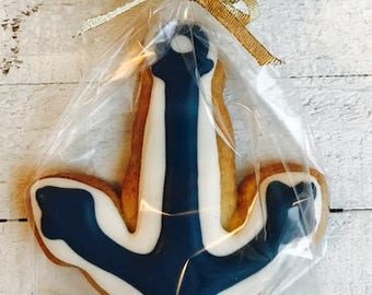 Nautical party favor 12 Anchor Cookies Nautical birthday Nautical baby shower Anchors Away Navy and Gold Nautical decoration nautical cake