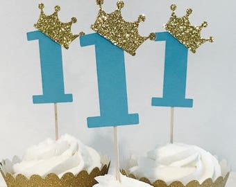 First birthday prince 12 cupcake toppers Baby boy birthday First Birthday decorations First birthday boy first birthday cupcake toppers