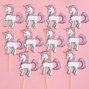 Unicorn birthday party favor 12 cupcake toppers Unicorn party Unicorn decorations unicorn invitations unicorn party supplies unicorn banner image 1