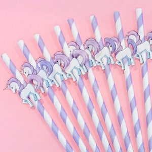 Unicorn birthday party favor 12 straws Unicorn party unicorn decoration unicorn banner unicorn supplies unicorn invitation Unicorn cake pop image 1