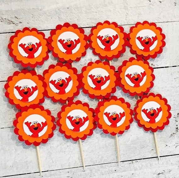 Elmo Birthday Party 12 Cupcake Toppers Elmo Party Elmo Etsy