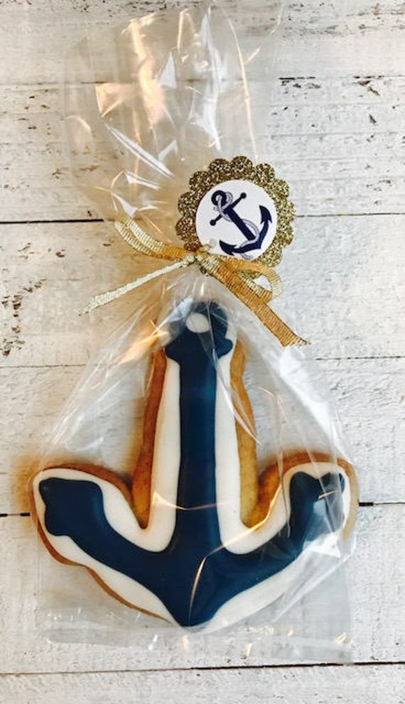 Nautical Party Favor 12 Anchor Cookies Nautical Birthday Nautical Baby  Shower Anchors Away Navy and Gold Nautical Decoration Nautical Cake 