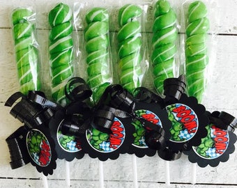 Hulk party favor 6 lollipops Hulk birthday party hulk decorations hulk invitations hulk cupcake hulk cake pop hulk cookie superhero party