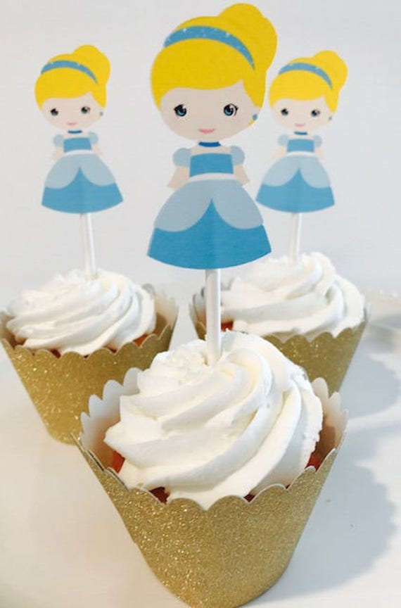 Cinderella Birthday Cinderella Party 12 Cupcake/food Toppers | Etsy