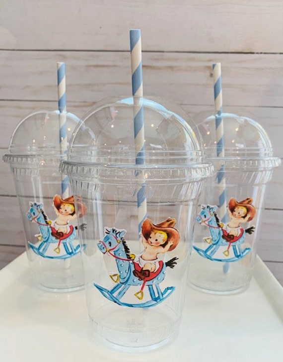 Vintage Cowboy Baby Shower 12 Cups 