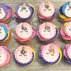 Unicorn birthday party favor 12 cupcake toppers Unicorn party Unicorn decorations unicorn invitations unicorn party supplies unicorn banner image 4