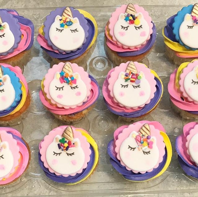 Unicorn birthday party favor 12 cupcake toppers Unicorn party Unicorn decorations unicorn invitations unicorn party supplies unicorn banner image 4