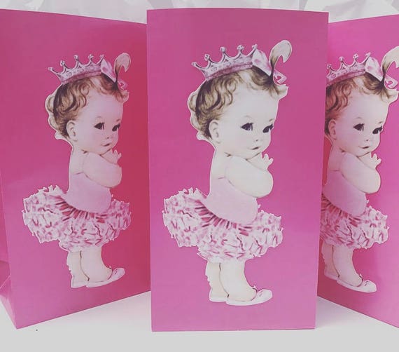 Vintage Baby Shower Girl 12 Baby Shower Gift Bags Vintage Girl Etsy