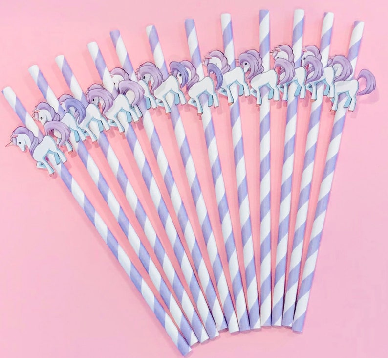 Unicorn birthday party favor 12 straws Unicorn party unicorn decoration unicorn banner unicorn supplies unicorn invitation Unicorn cake pop image 1