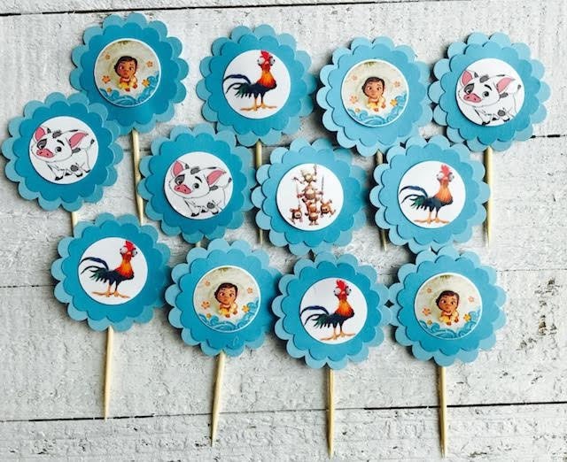 Baby Moana Birthday Party Moana Cupcake Toppers 12pcs Moana Etsy Baby Moana Birthday Party Moana Cupcake Toppers 12pcs Moana Etsy