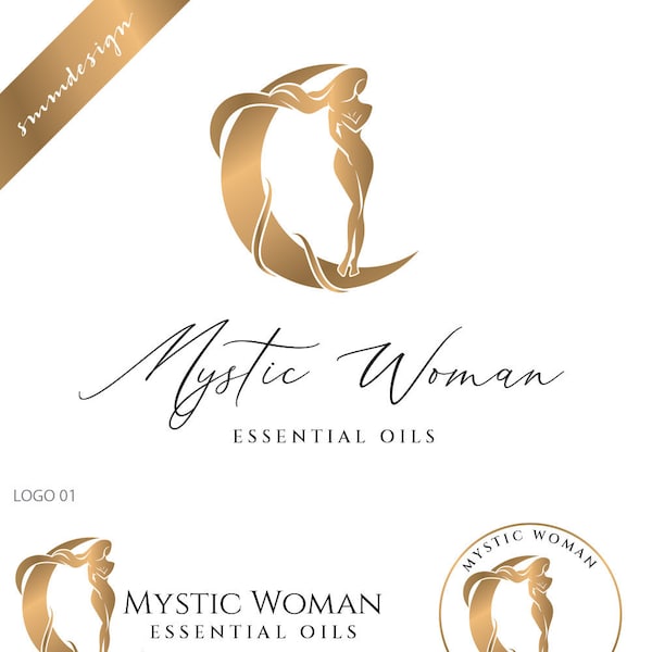 Spiritual Logo design, Venus and Moon logo, Mystic Logo, feminine logo, Life coach logo, Moon and stars logo Therapy Logo Divine goddess 580