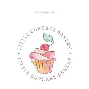 Premade Bakery Logo, Cupcake Logo, Watercolor Bakery Logo, Watercolor ...