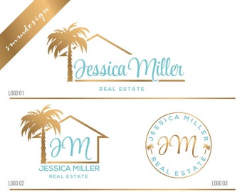 Palm tree logo, Real Estate Logo Design, Key Logo, House logo watermark, Realty logo,Marketing real estate agent, Real Estate branding 435