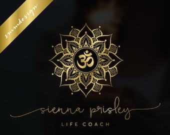 Logo de yoga d'or, signe d'OM, filigrane de logo de Mandala, logo fait sur commande, logo de rose d'or, logo de photographie et filigrane, logo de blog, logo premade 277