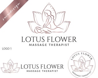 Massage Logo, Massage Therapy logo, Hands Logo, Massage Oil Logo, Spa Logo, Wellness Logo, Therapist Logo, Lotus Logo,  739