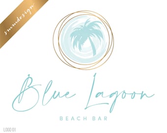 Travel logo, Sea logo, Tropical logo, Sun logo, Palm tree logo, Beach logo, Geometric Logo and Watermark, beach logo design, Blog logo 536
