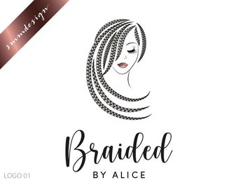 Braiding logo, Braids logo, Hair extension logo, Wigs logo, hair dresser logo, Hair logo, feminine logo, beauty salon logo, Braids 640