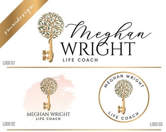 Logo design, Tree logo, Life coach logo, Key Logo, Feminine logo, Tree woman logo, 502