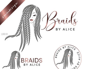 Braiding logo, Braids logo, Hair extension logo, Wigs logo, hair dresser logo, Hair logo, feminine logo, beauty salon logo, Braids 323