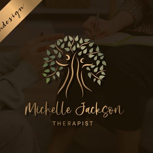 Logotipo de árbol, logotipo de terapeuta, logotipo de Life Coach, logotipo de Wellness Holistic, logotipo de fotografía y marca de agua, logotipo prefabricado Kit de marca personalizado 777