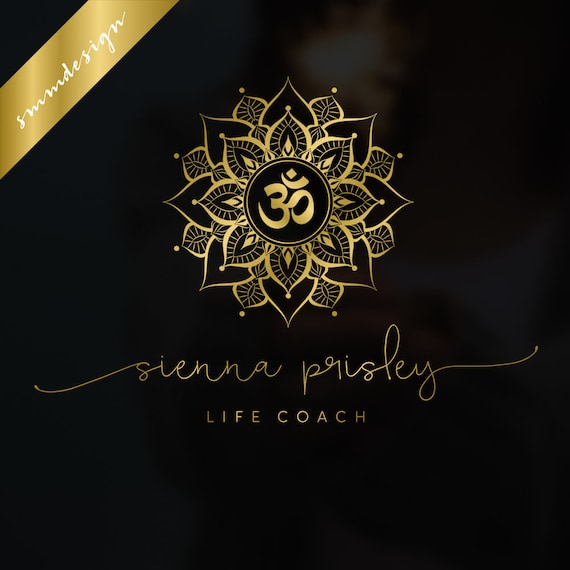 Gold yoga logo OM sign Mandala logo watermark Custom logo | Etsy