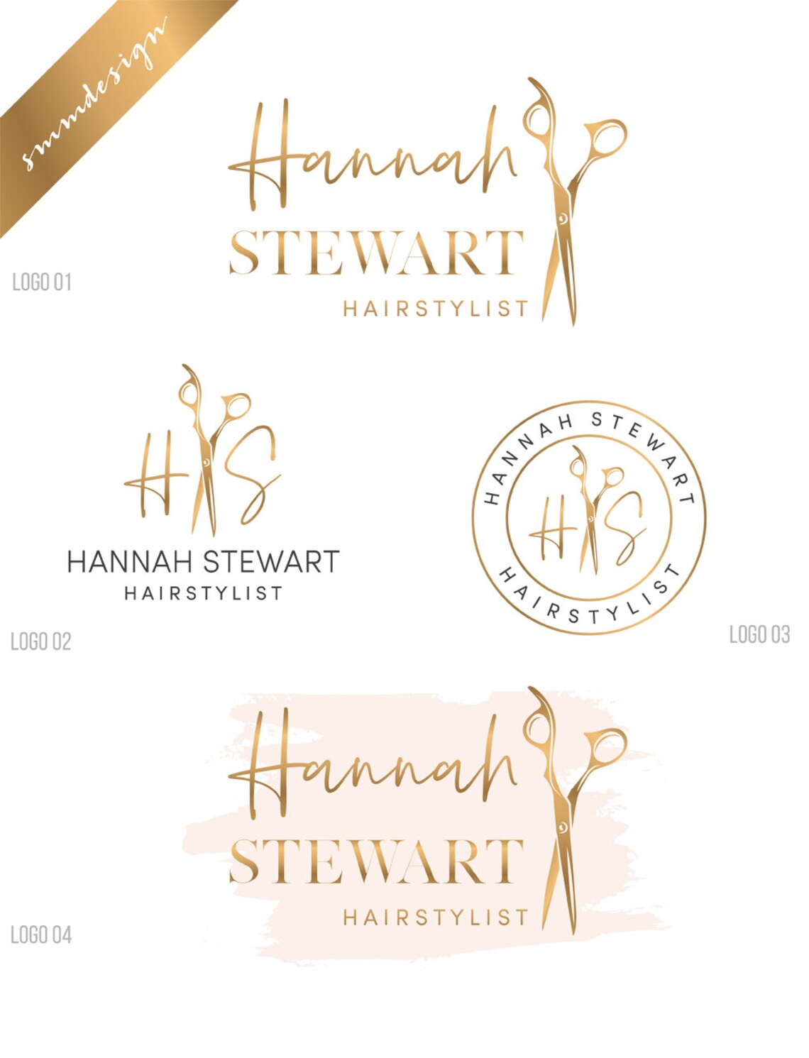 Hair salon logo hairdresser logo logo design Branding kit Etsy