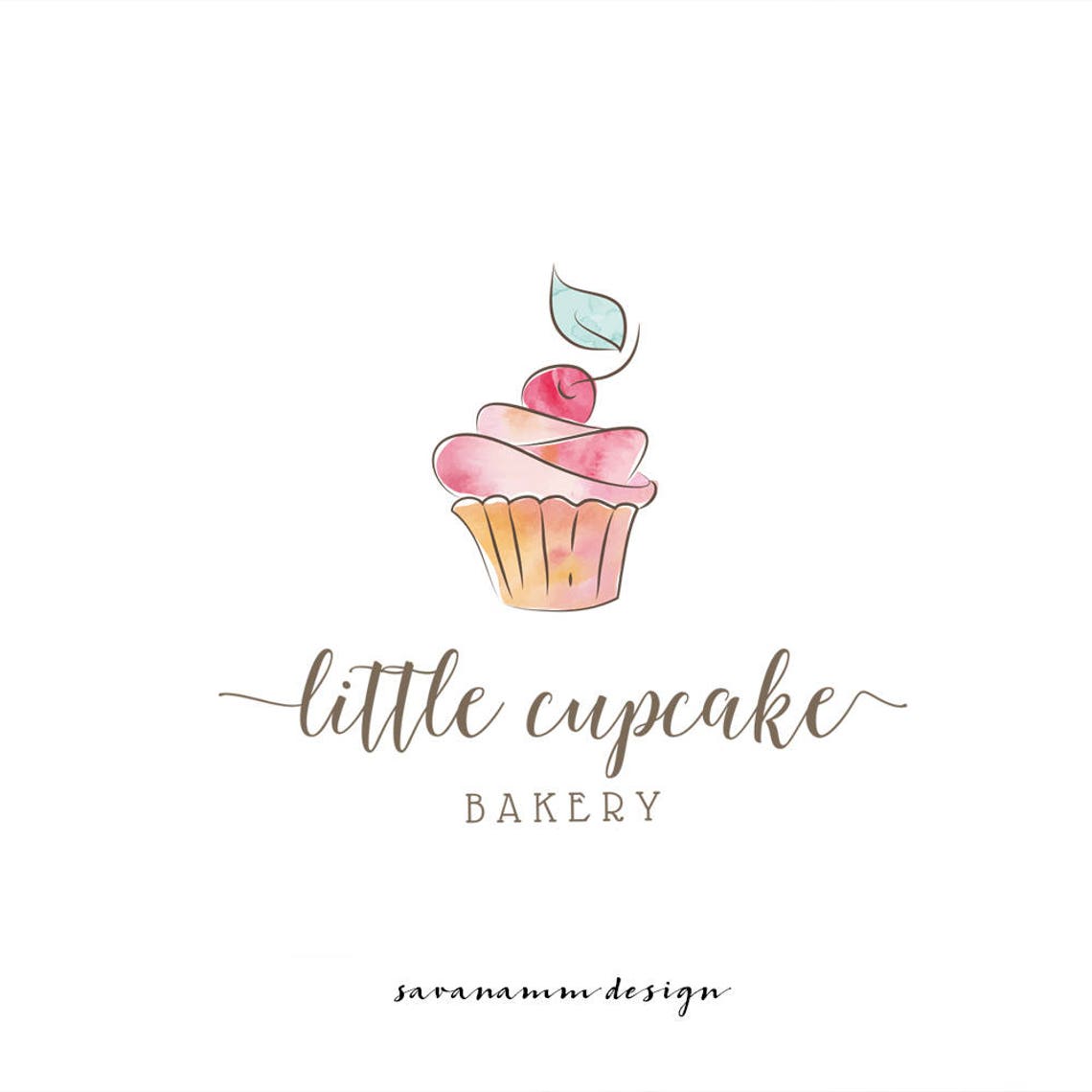 Premade Bakery Logo Cupcake Logo Watercolor Bakery Logo - Etsy