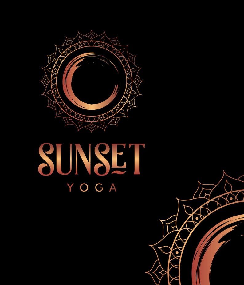 Gold Yoga Logo Mandala Logo Design Sun Logo Watermark Gold Etsy