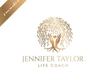 Willow Tree Hands Logo: Custom Nature Logo Design with Heart 786