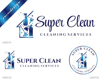 Vooraf gemaakt logo-ontwerp schoonmaakservice