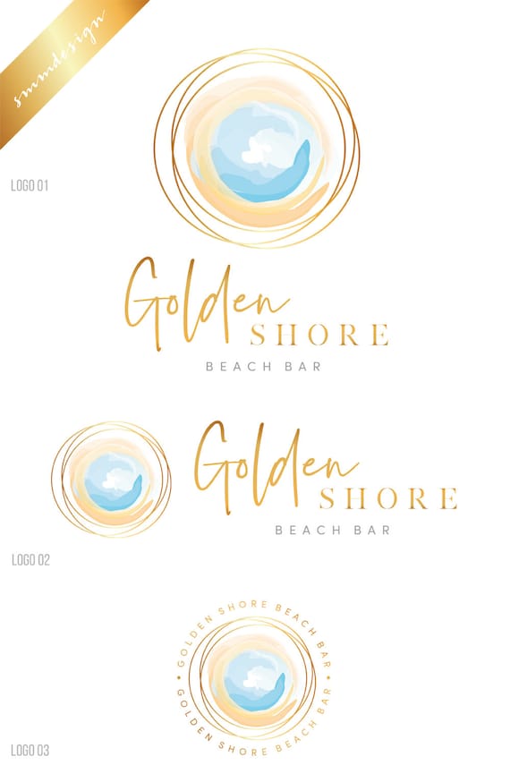 Watercolor Logo Sun Logo Tropical Logo Sea Logo Geometric Etsy