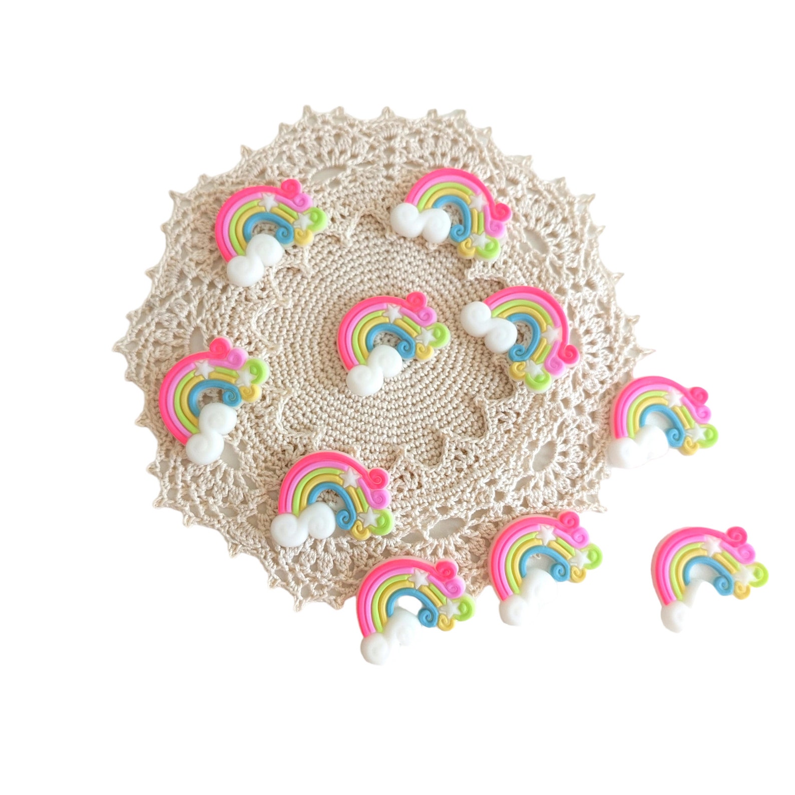 SUNNYCLUE Einhorn-Regenbogen Cabochons – 80 Stück, 10 Designs – Harz-Flatbacks Für DIY & Deko
