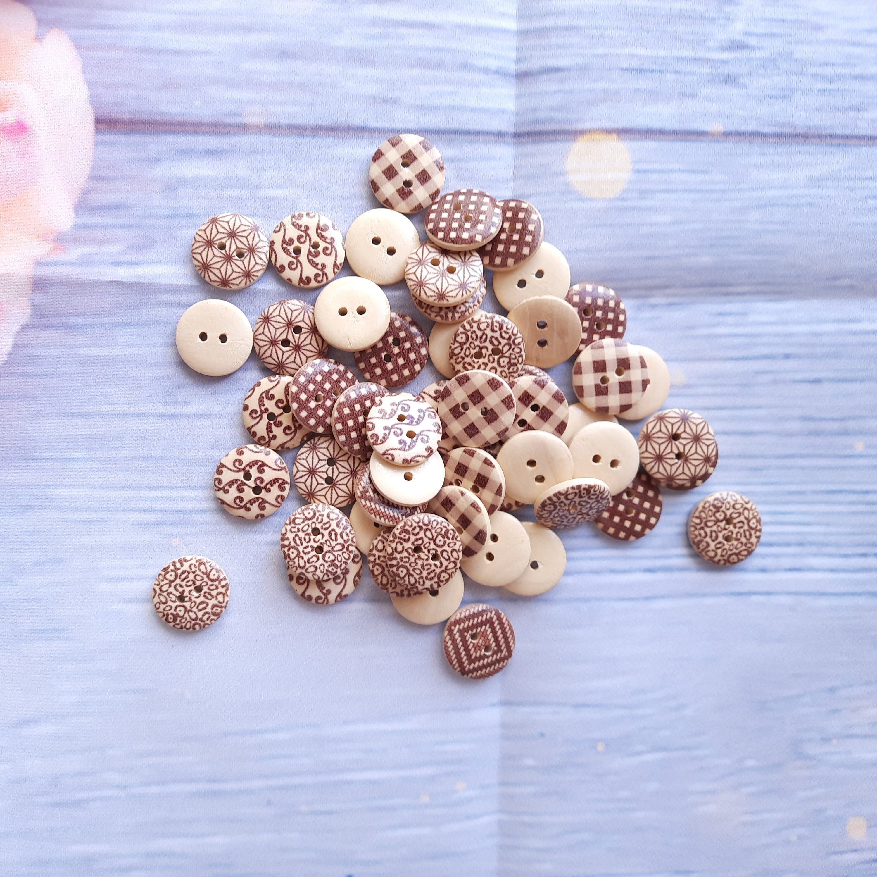 50 Stück 4-Loch-Holzknöpfe Zum Nähen, Scrapbooking, Kleidung, Basteln