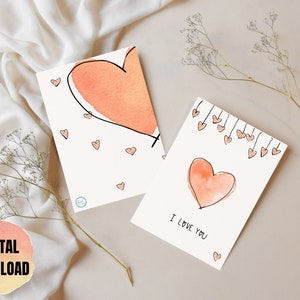 Ik hou van je afdrukbare wenskaart | Digitale liefdeskaart