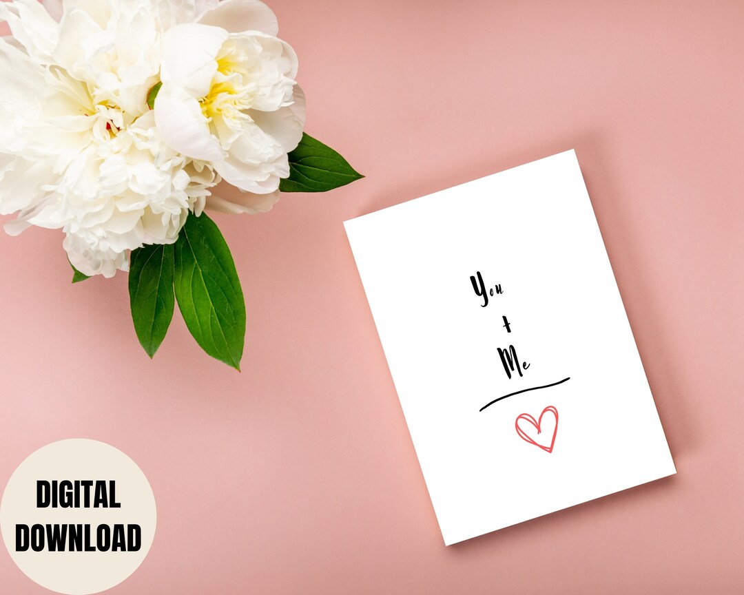 You & Me Printable Greeting Card | Digital Card | Valentines Printable ...