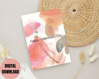 Happy valentine's Day  Printable Greeting Card | Digital Happy valentine's Day | flowers valentine's Day card |