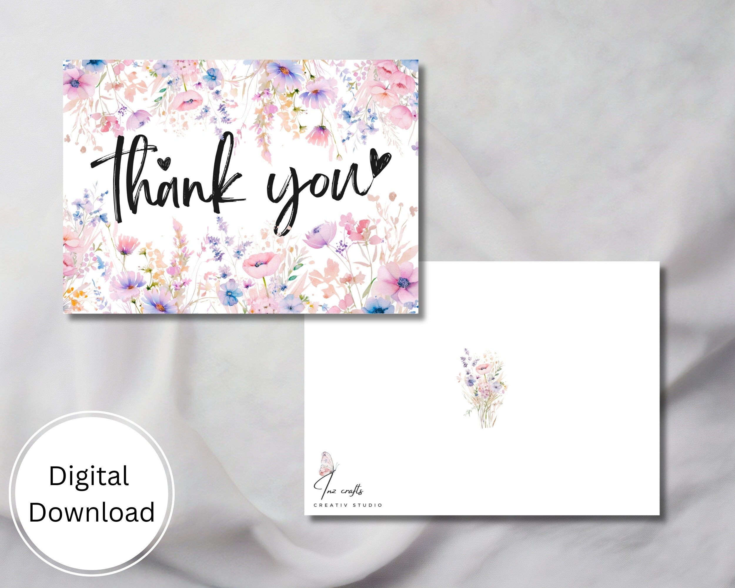 Printable Thank You Card Digital Thank You Card Print at Home Download ...