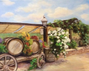 Europa Vineyard and Winery Landscape Painting