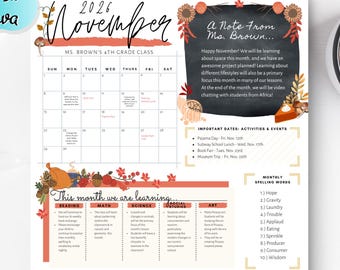NOVEMBER Newsletter, Winter Newsletter, EDITABLE Classroom Newsletter, Monthly School Newsletter, Editable Teacher Newsletter, School Flyer