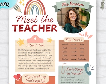 Meet the Teacher BOHO Neutral, Meet the Teacher Printable Template, Meet the Teacher Template Simple, Back to School Newsletter, Open House