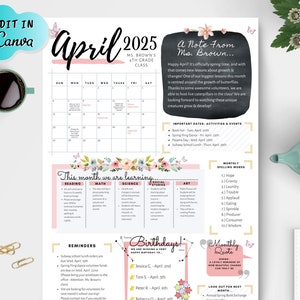 Editable School Newsletter, April Newsletter, Classroom Newsletter, Teacher Newsletter Template, Monthly Classroom Newsletter, School Flyer