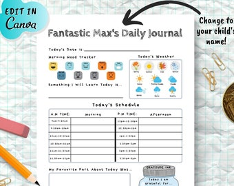 Editable Homeschool Daily Schedule, Editable Daily Schedule for Kids,Morning Schedule for Kids,Homeschool Daily Journal,Homeschool Daily Log